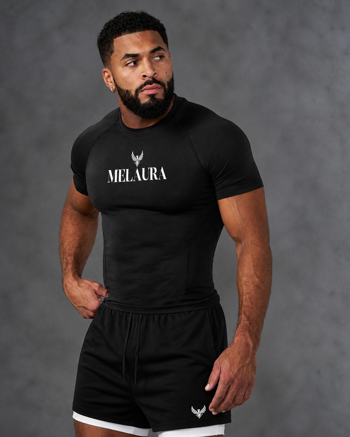 Black Aerial Short Sleeve Top