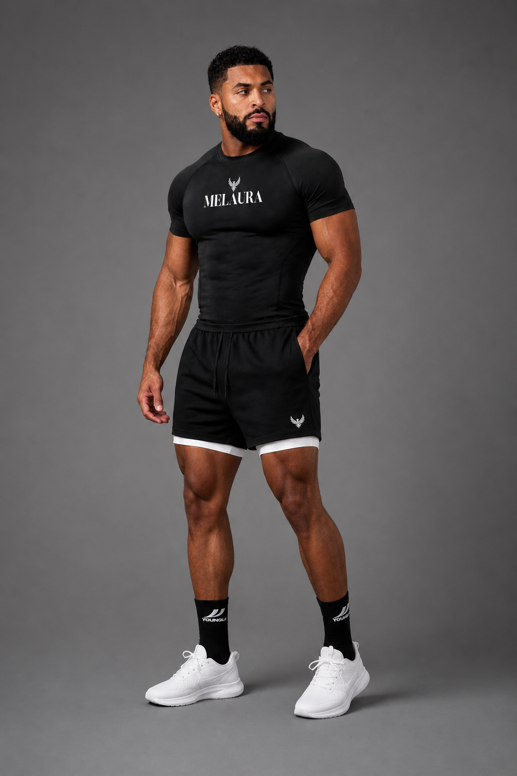 Black Aerial Short Sleeve Set
